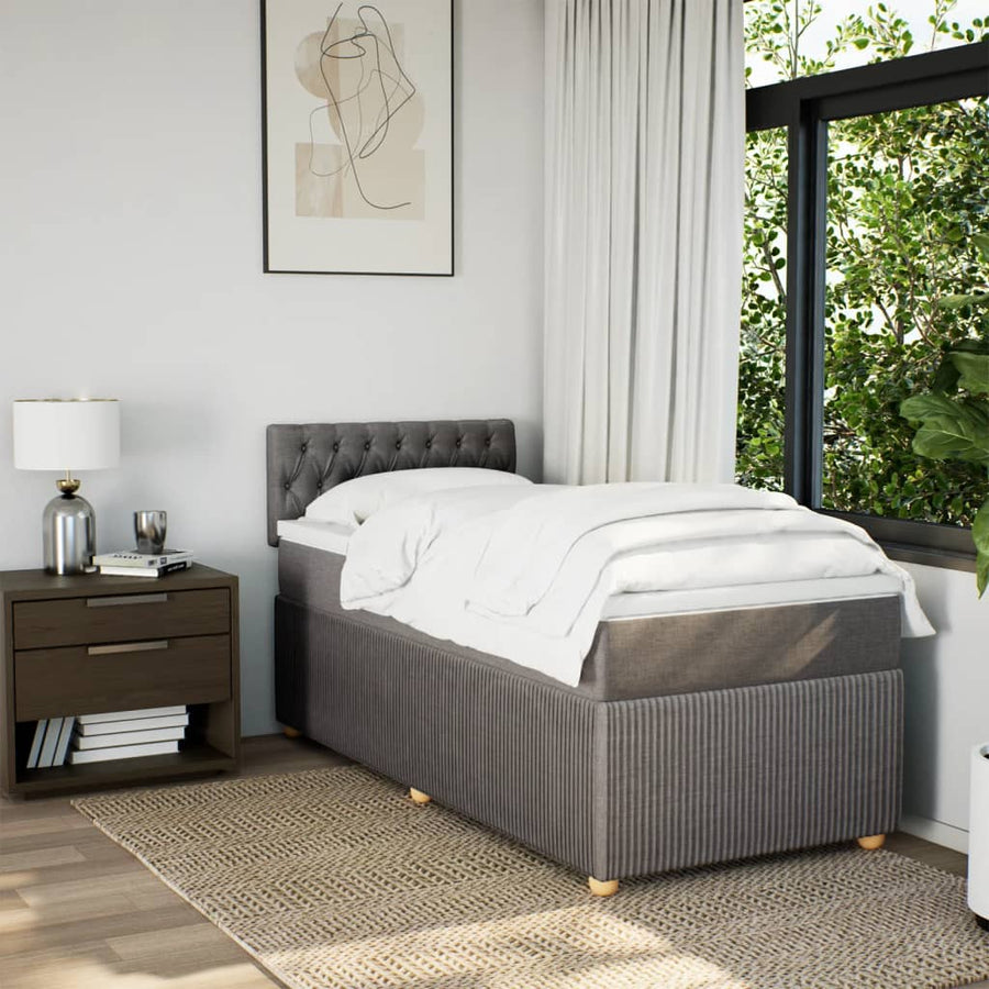 Boxspring met matras stof taupe 90x200 cm