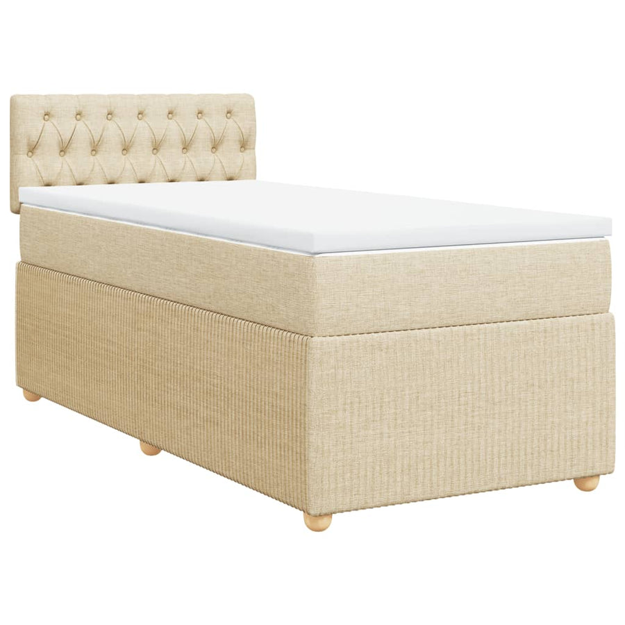 Boxspring met matras stof crèmekleurig 90x200 cm