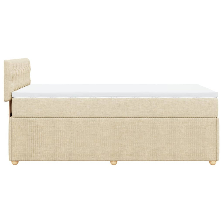 Boxspring met matras stof crèmekleurig 90x200 cm