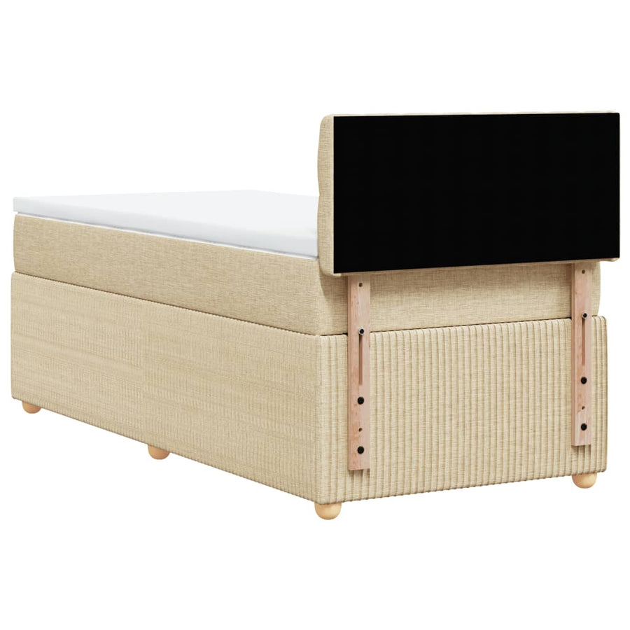 Boxspring met matras stof crèmekleurig 90x200 cm