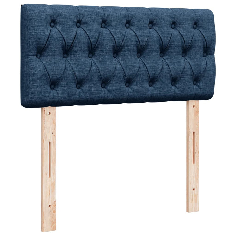 Boxspring met matras stof blauw 90x200 cm