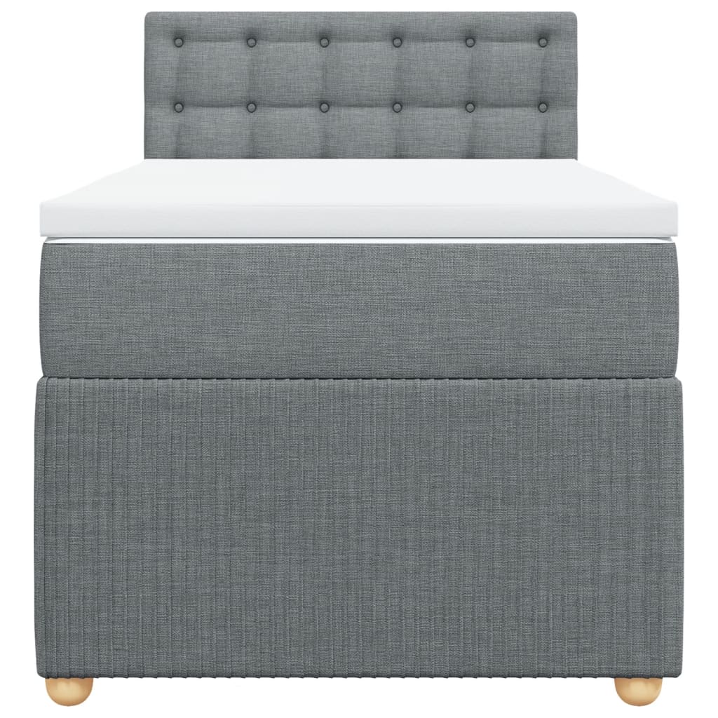 Boxspring met matras stof lichtgrijs 90x200 cm
