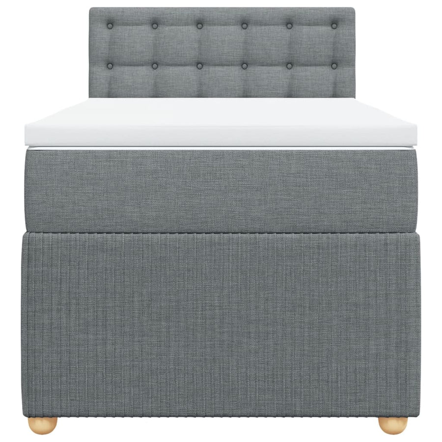 Boxspring met matras stof lichtgrijs 90x200 cm