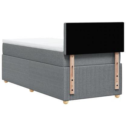Boxspring met matras stof lichtgrijs 90x200 cm