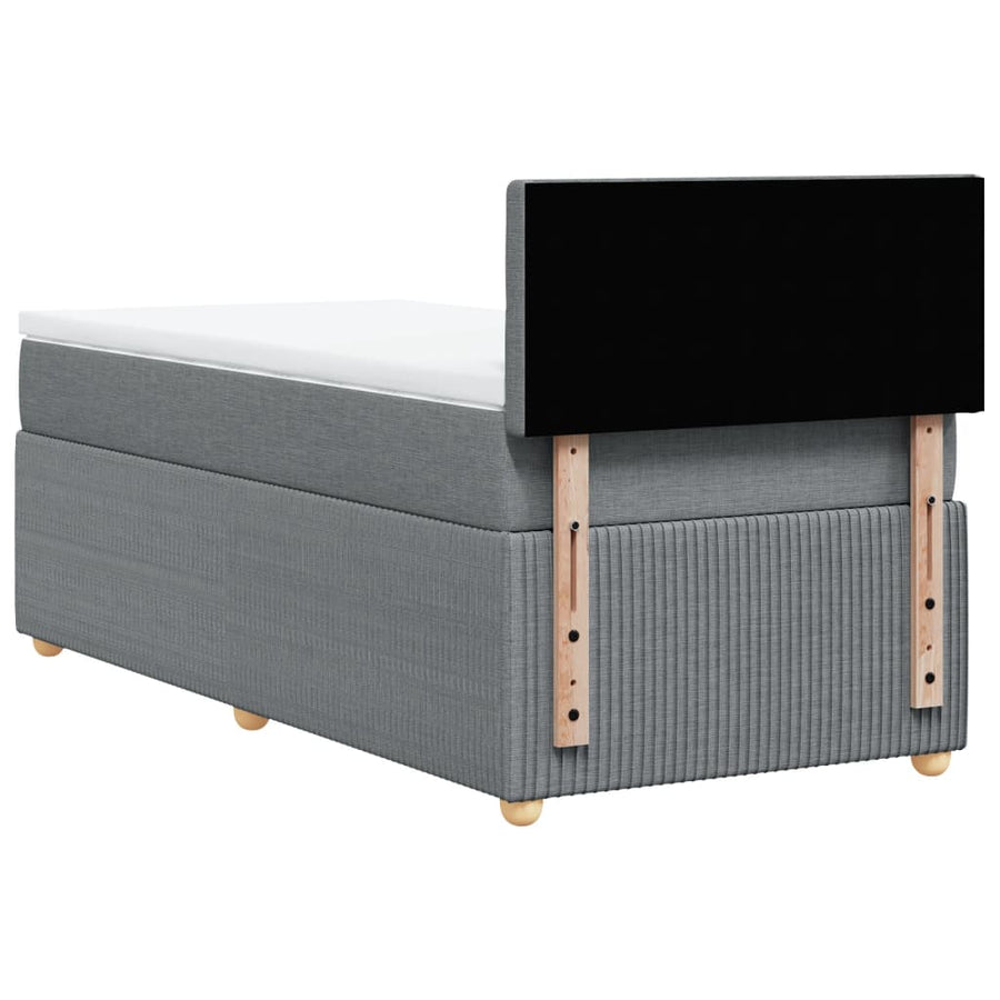 Boxspring met matras stof lichtgrijs 90x200 cm