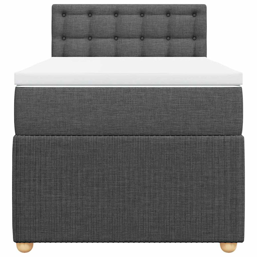 Boxspring met matras stof donkergrijs 90x200 cm
