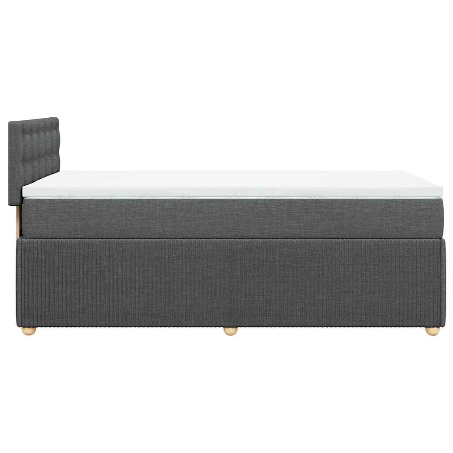 Boxspring met matras stof donkergrijs 90x200 cm
