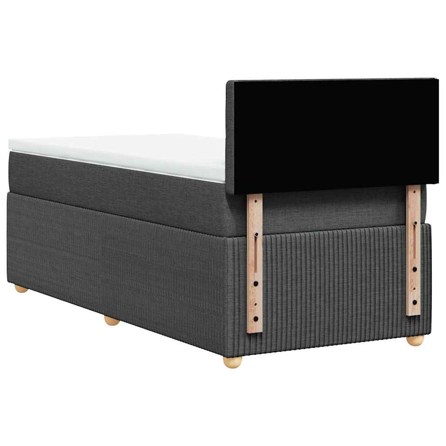 Boxspring met matras stof donkergrijs 90x200 cm