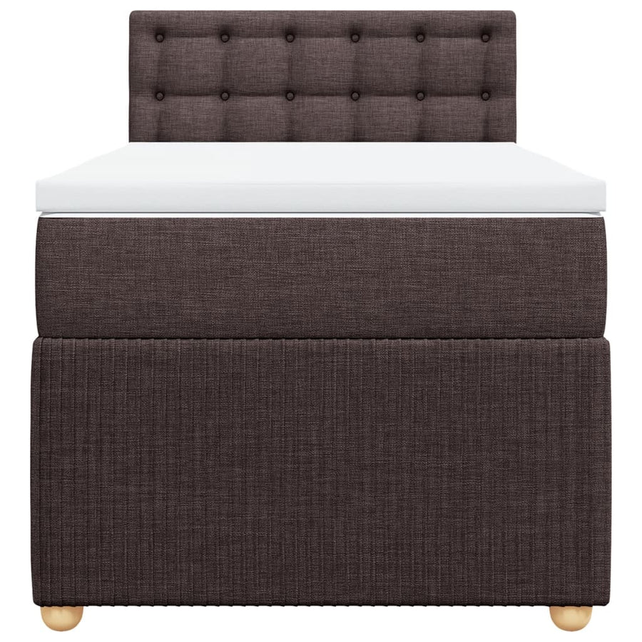 Boxspring met matras stof donkerbruin 90x200 cm