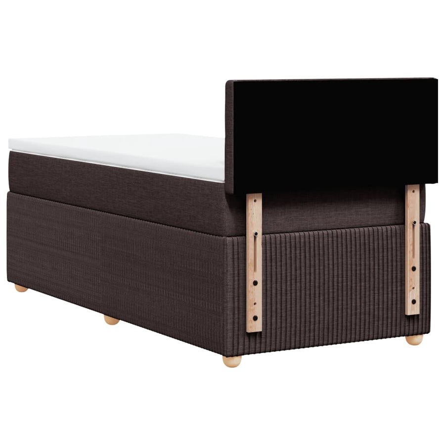Boxspring met matras stof donkerbruin 90x200 cm