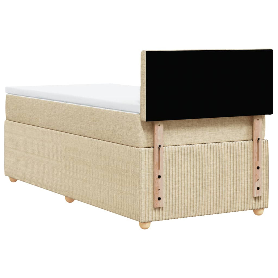 Boxspring met matras stof crèmekleurig 90x200 cm