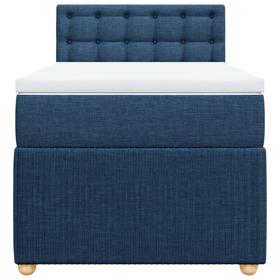 Boxspring met matras stof blauw 90x200 cm