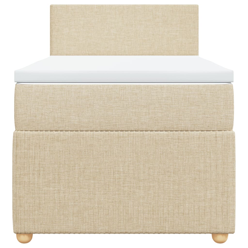Boxspring met matras stof crèmekleurig 100x200 cm