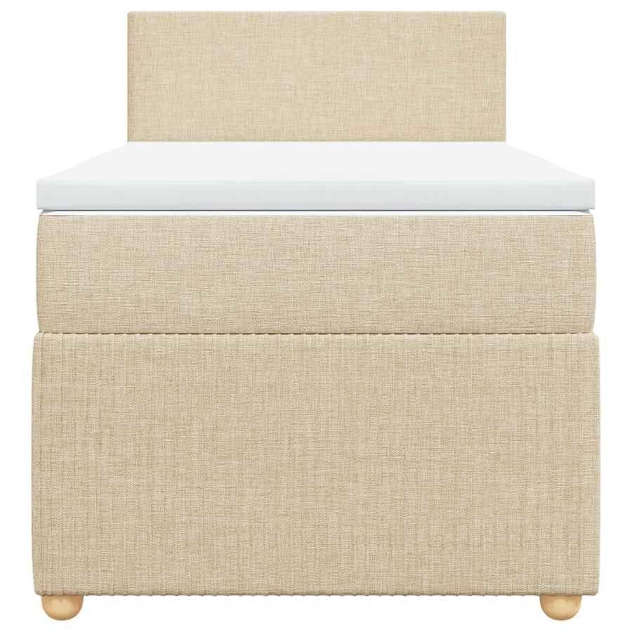 Boxspring met matras stof crèmekleurig 100x200 cm