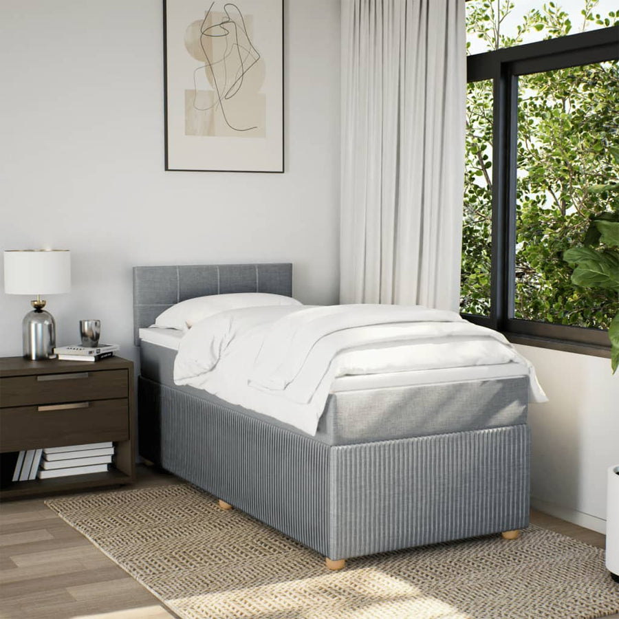 Boxspring met matras stof lichtgrijs 100x200 cm