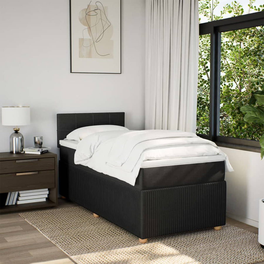 Boxspring met matras stof zwart 100x200 cm