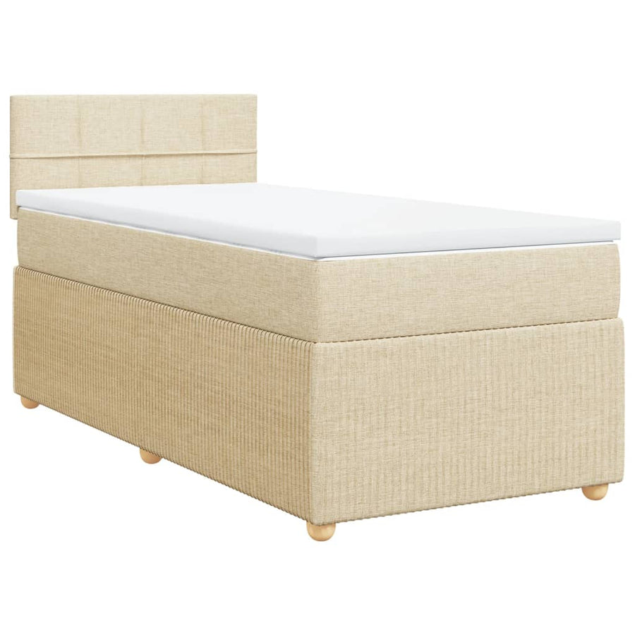 Boxspring met matras stof crèmekleurig 100x200 cm