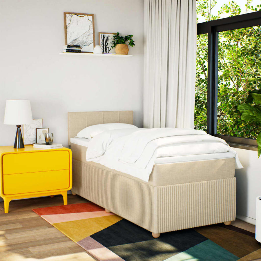 Boxspring met matras stof crèmekleurig 100x200 cm