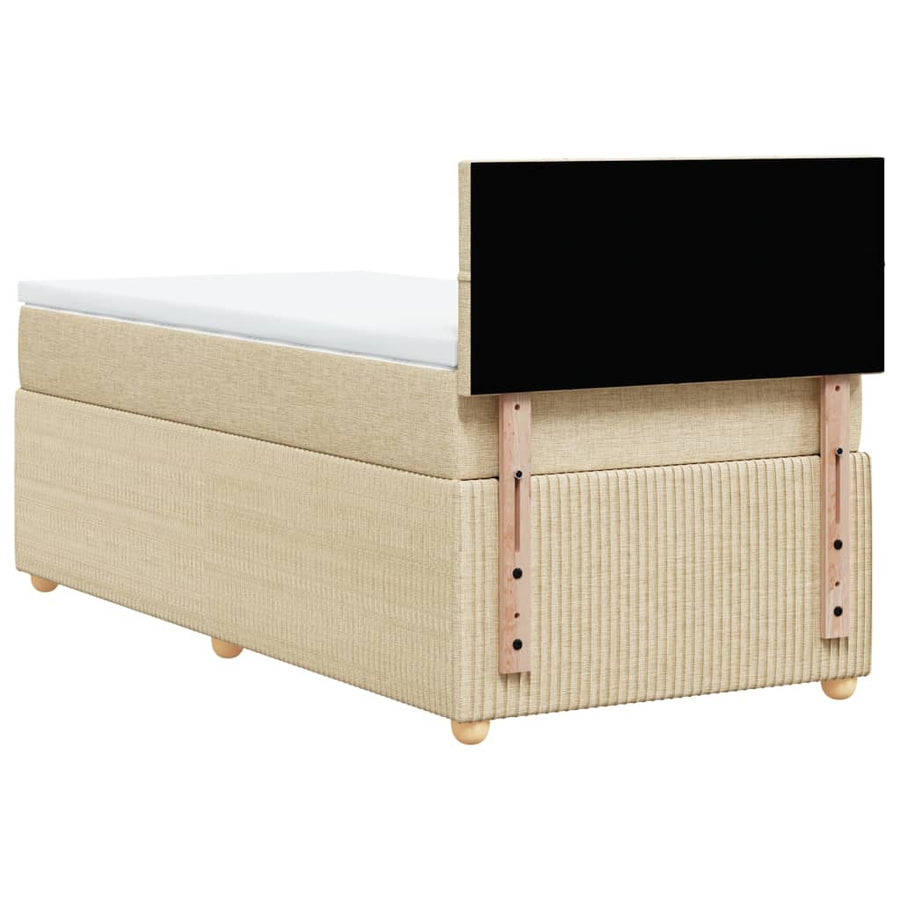 Boxspring met matras stof crèmekleurig 100x200 cm