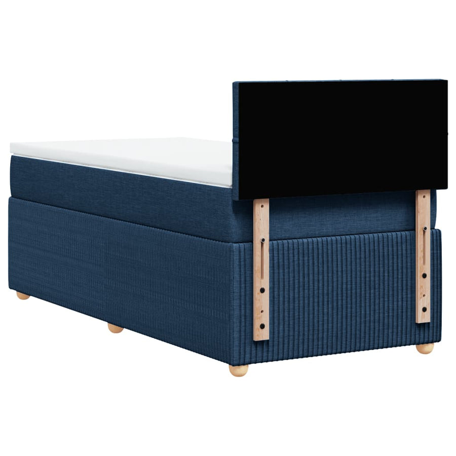 Boxspring met matras stof blauw 100x200 cm