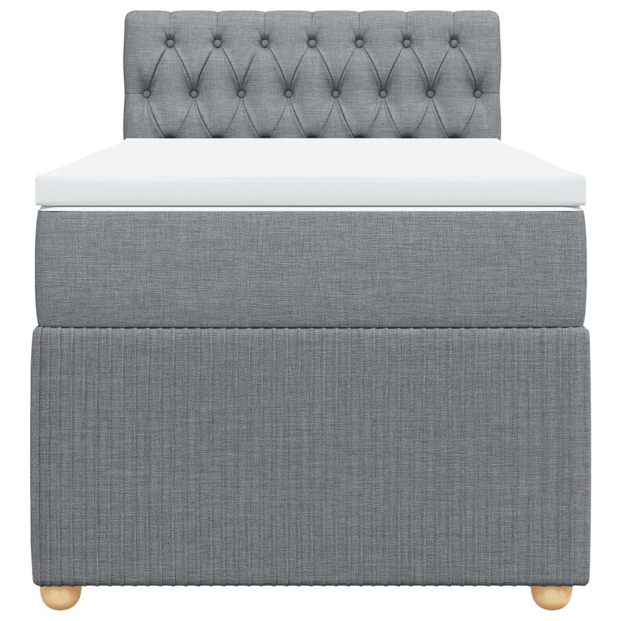 Boxspring met matras stof lichtgrijs 100x200 cm
