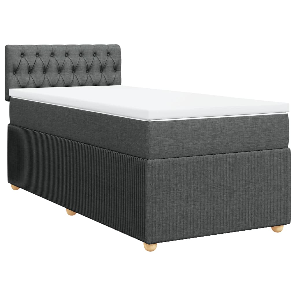 Boxspring met matras stof donkergrijs 100x200 cm