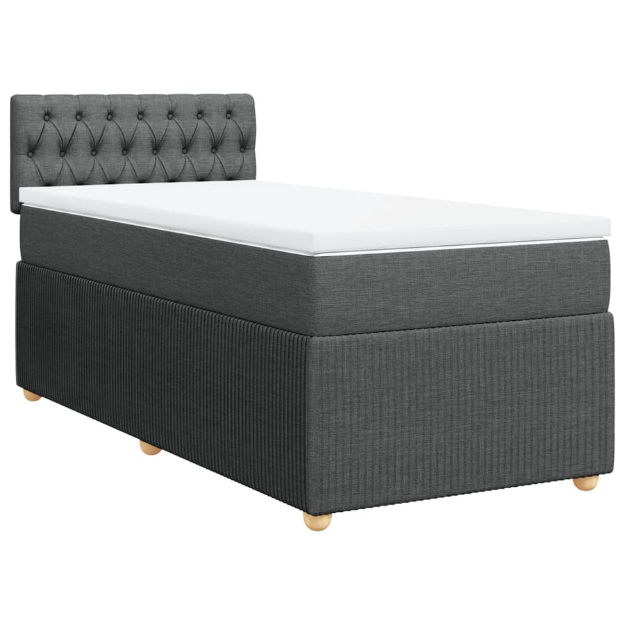 Boxspring met matras stof donkergrijs 100x200 cm