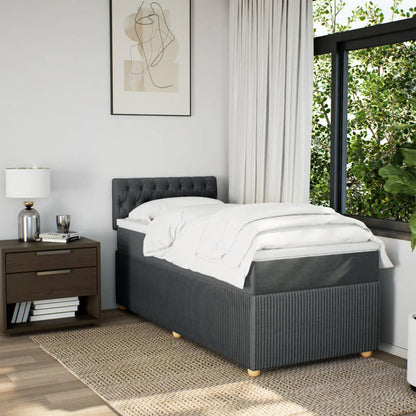 Boxspring met matras stof donkergrijs 100x200 cm