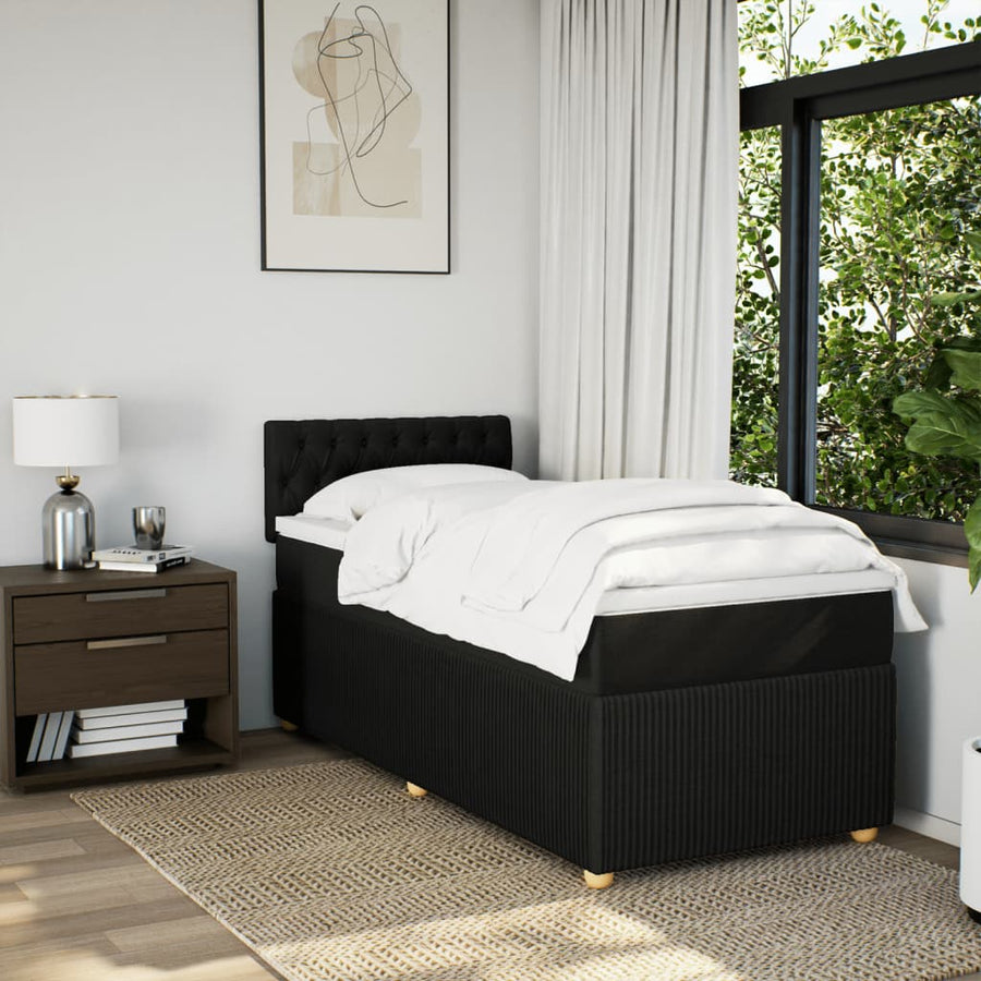 Boxspring met matras stof zwart 100x200 cm
