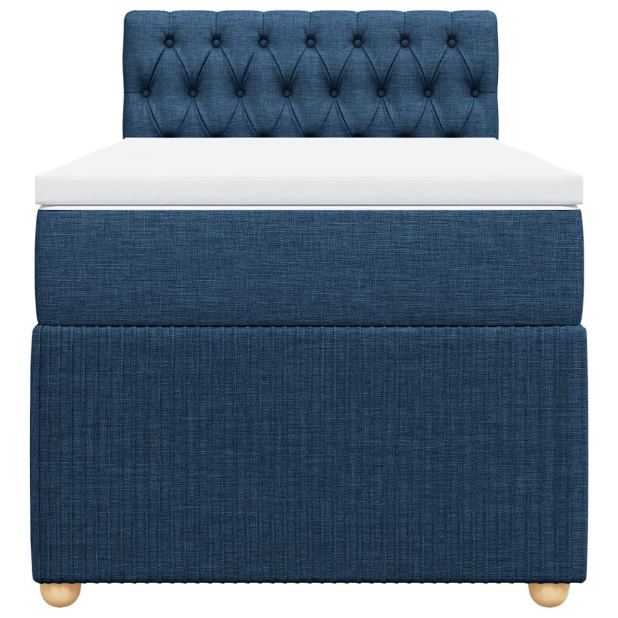 Boxspring met matras stof blauw 100x200 cm