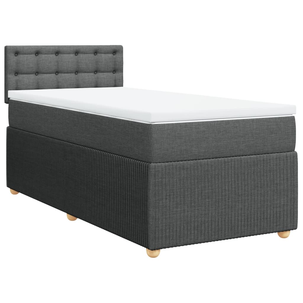 Boxspring met matras stof donkergrijs 100x200 cm