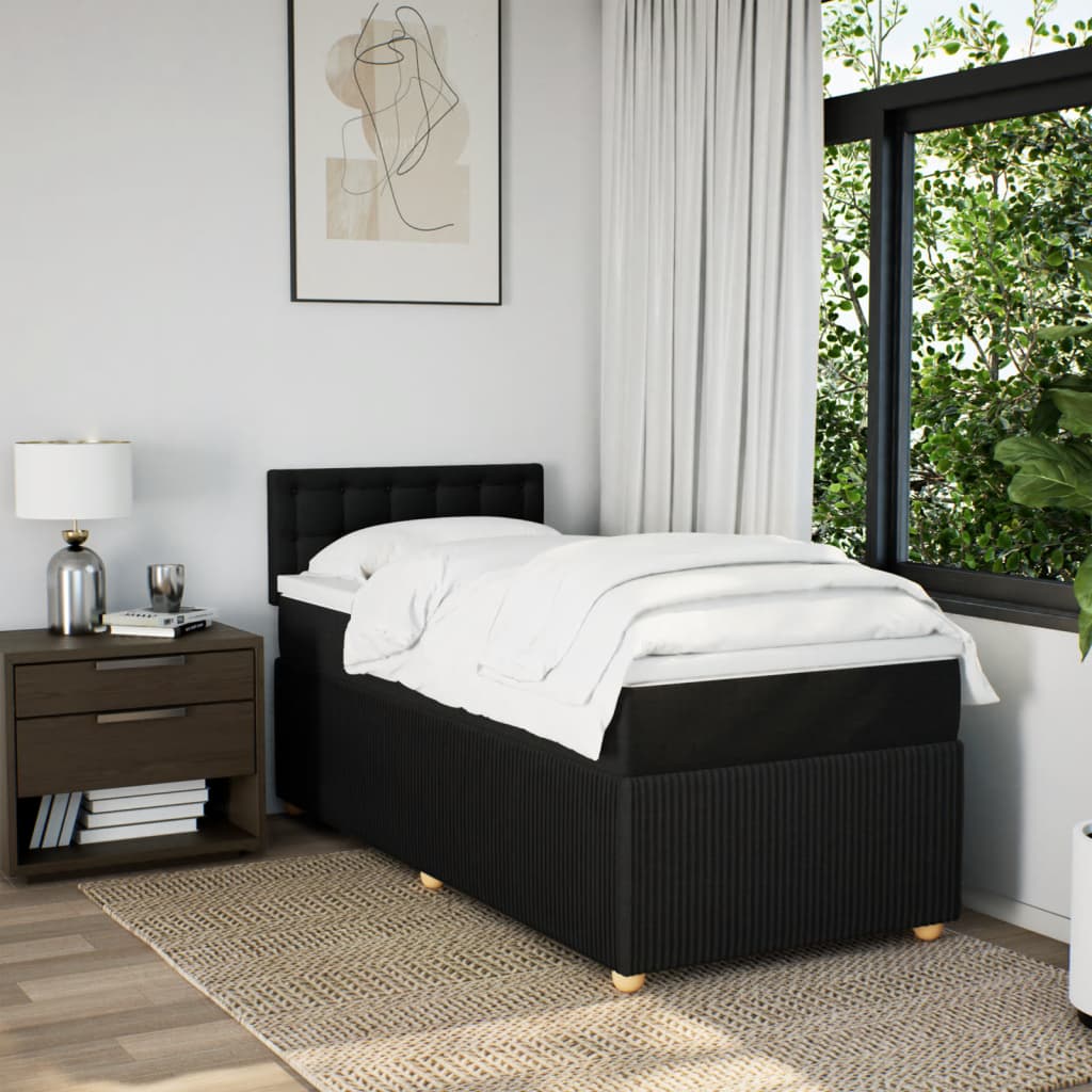 Boxspring met matras stof zwart 100x200 cm