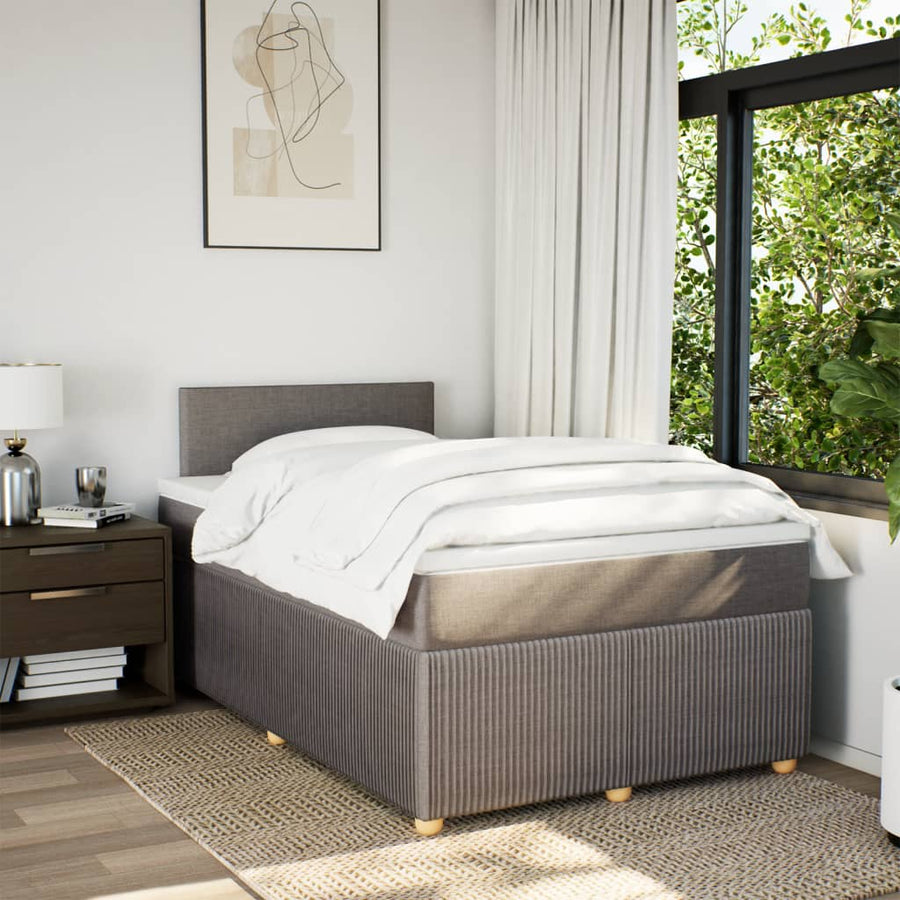 Boxspring met matras stof taupe 120x190 cm