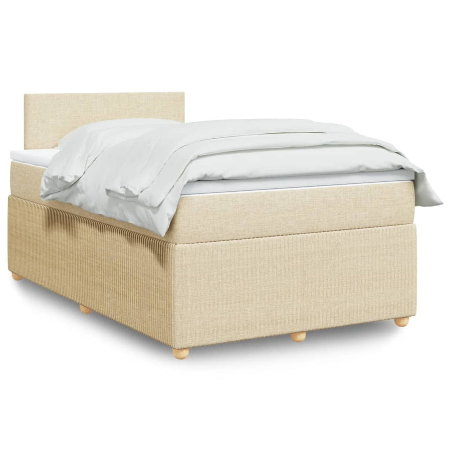 Boxspring met matras stof crèmekleurig 120x190 cm