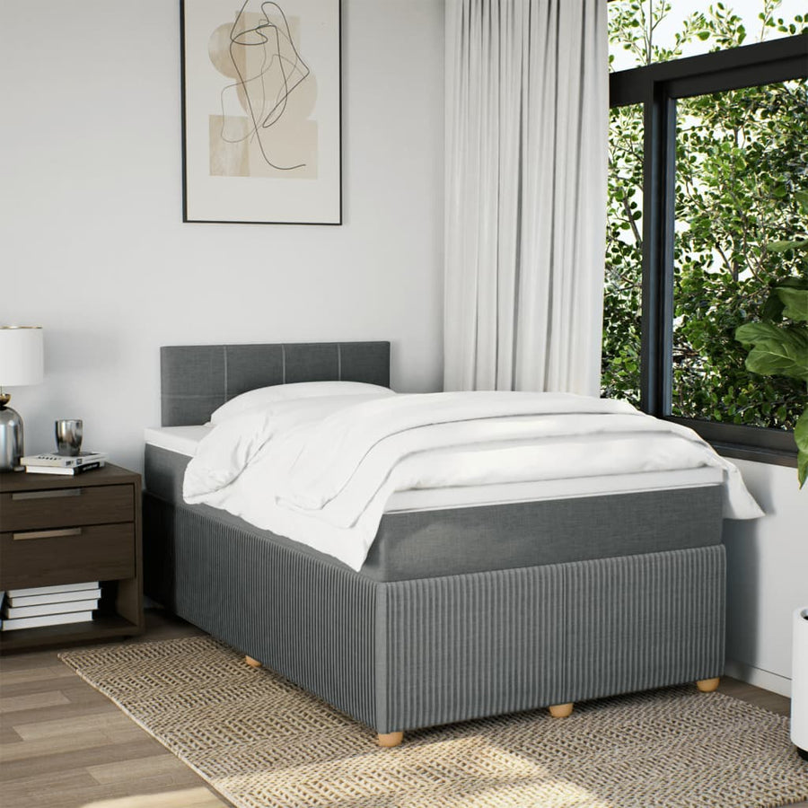 Boxspring met matras stof donkergrijs 120x190 cm