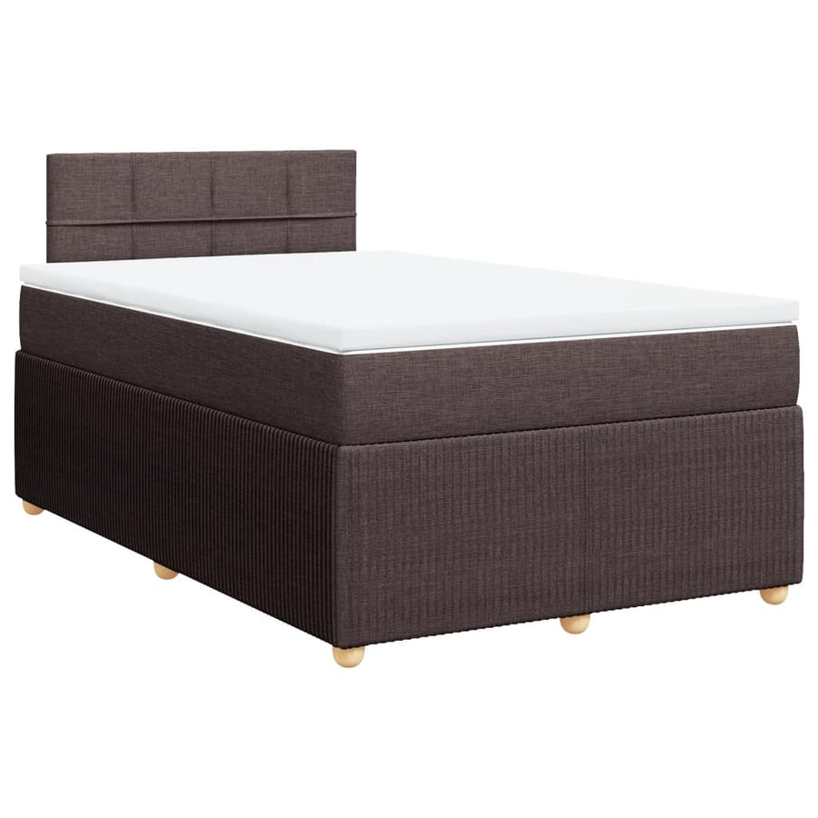 Boxspring met matras stof donkerbruin 120x190 cm
