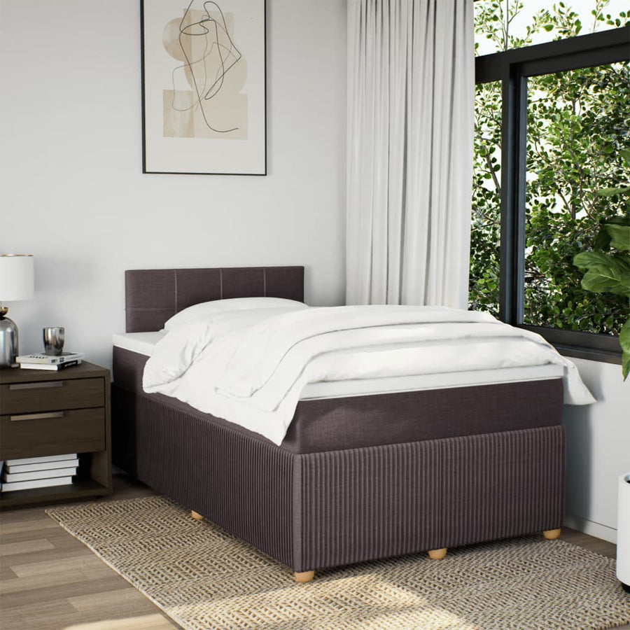 Boxspring met matras stof donkerbruin 120x190 cm