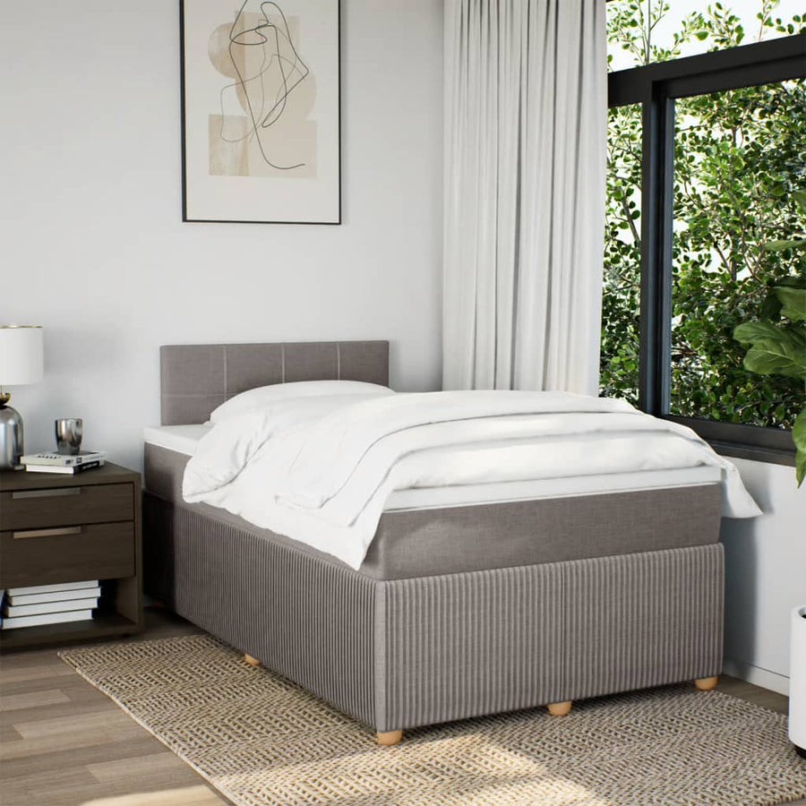 Boxspring met matras stof taupe 120x190 cm