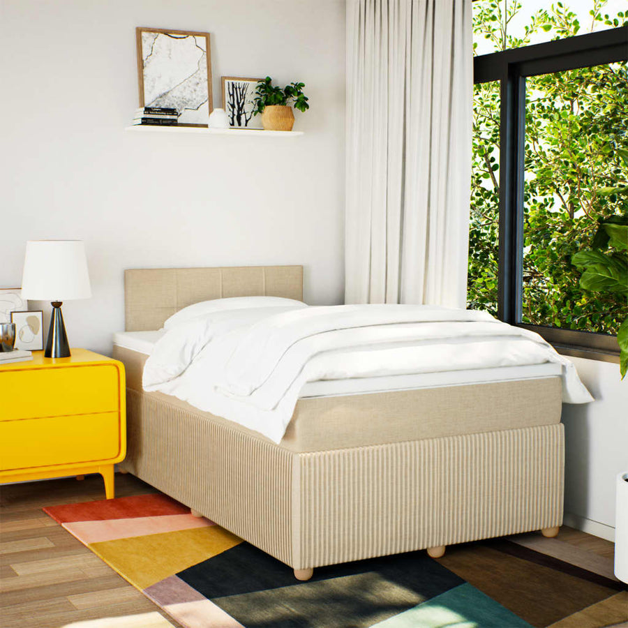 Boxspring met matras stof crèmekleurig 120x190 cm