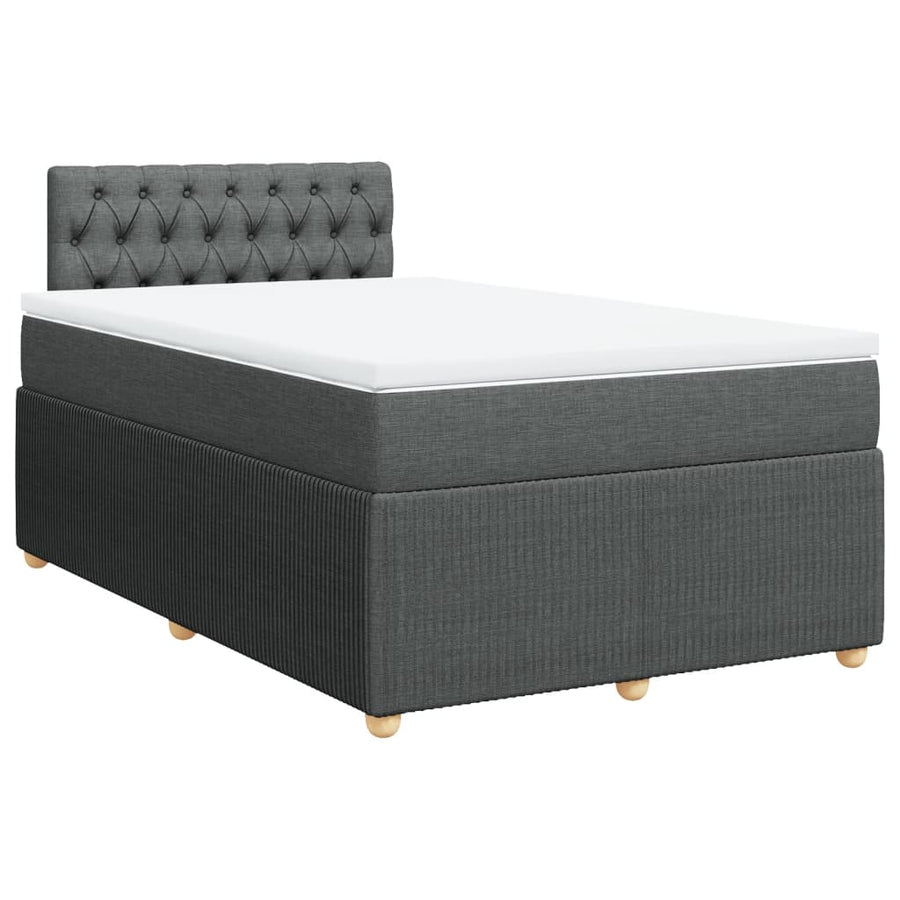 Boxspring met matras stof donkergrijs 120x190 cm