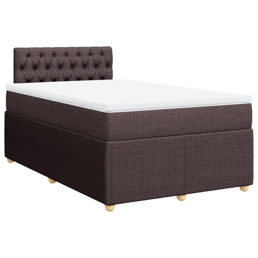 Boxspring met matras stof donkerbruin 120x190 cm