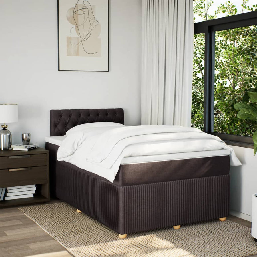 Boxspring met matras stof donkerbruin 120x190 cm