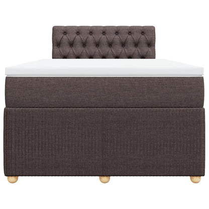 Boxspring met matras stof donkerbruin 120x190 cm