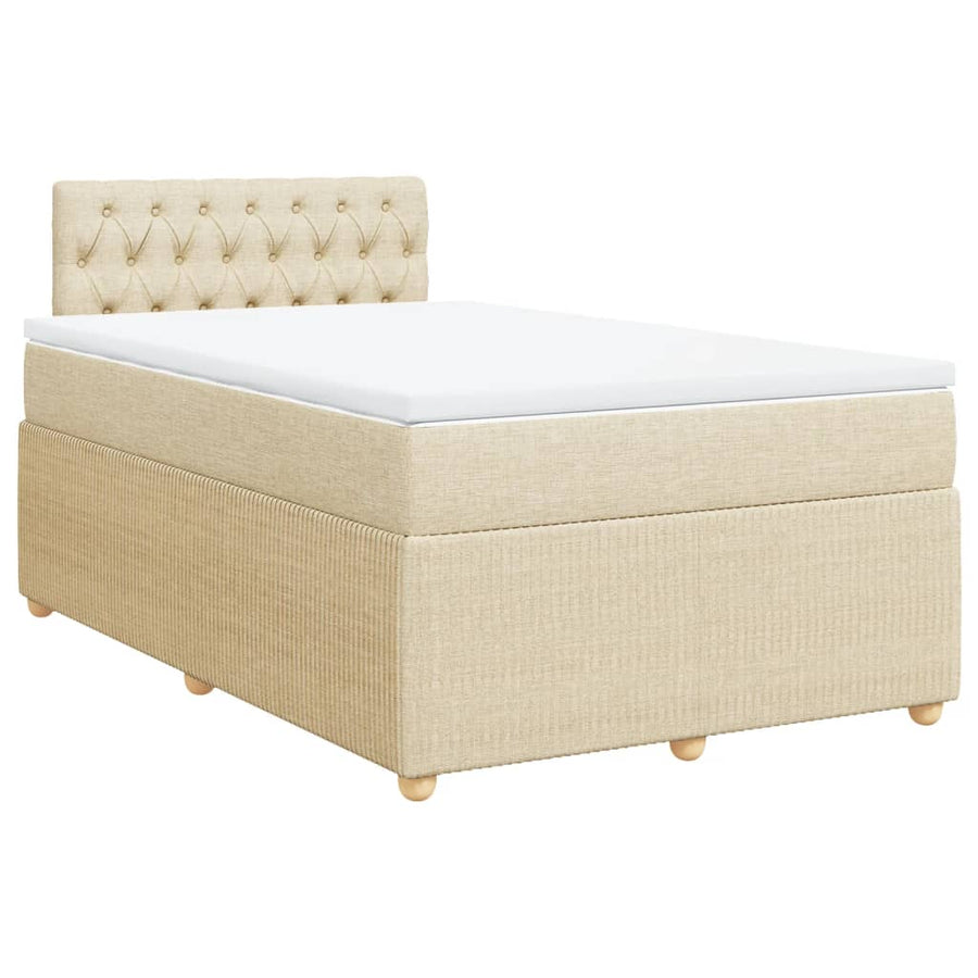 Boxspring met matras stof crèmekleurig 120x190 cm