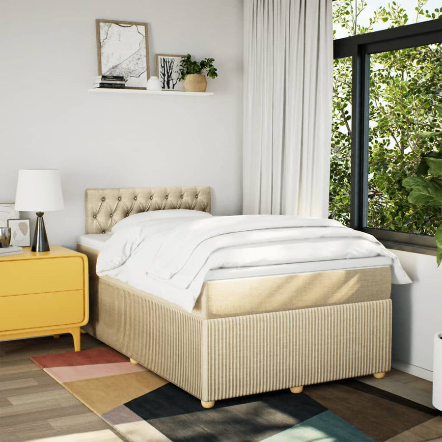Boxspring met matras stof crèmekleurig 120x190 cm