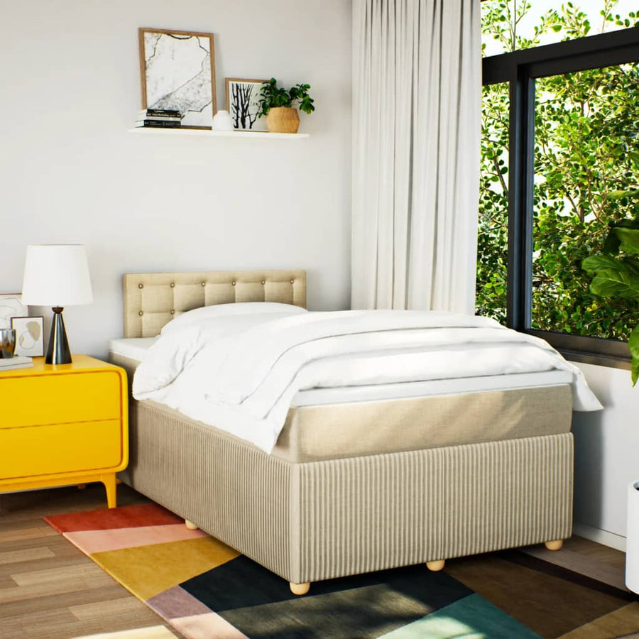 Boxspring met matras stof crèmekleurig 120x190 cm