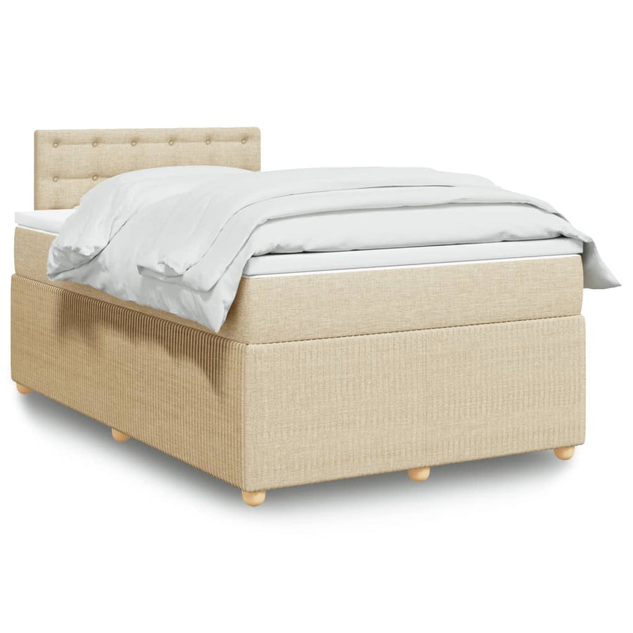 Boxspring met matras stof crèmekleurig 120x190 cm