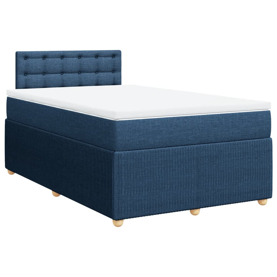Boxspring met matras stof blauw 120x190 cm
