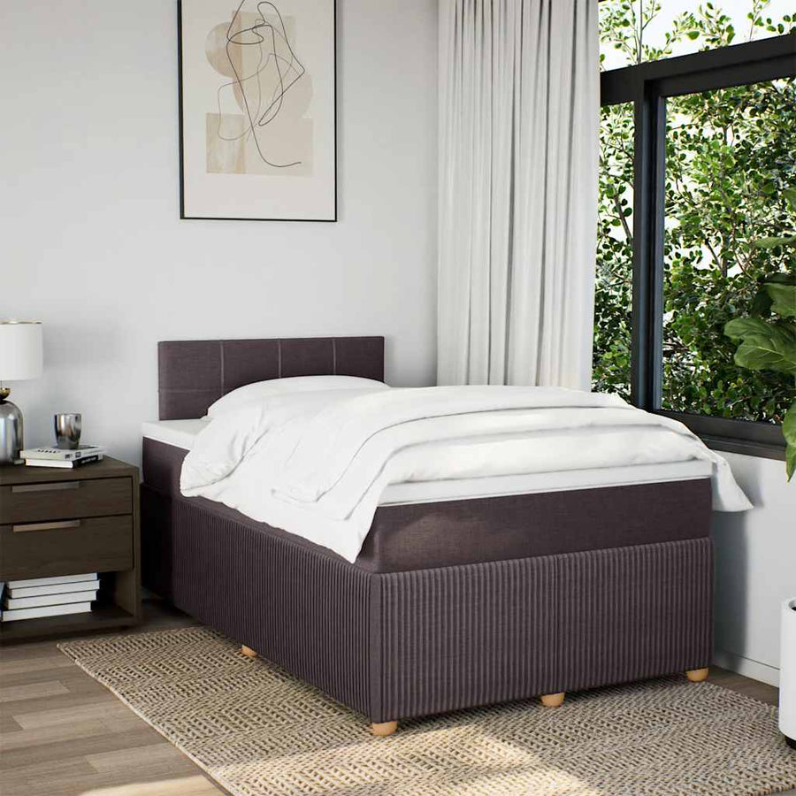 Boxspring met matras stof donkerbruin 120x200 cm