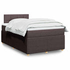 Box spring bed with dark brown fabric mattress 120x200 cm